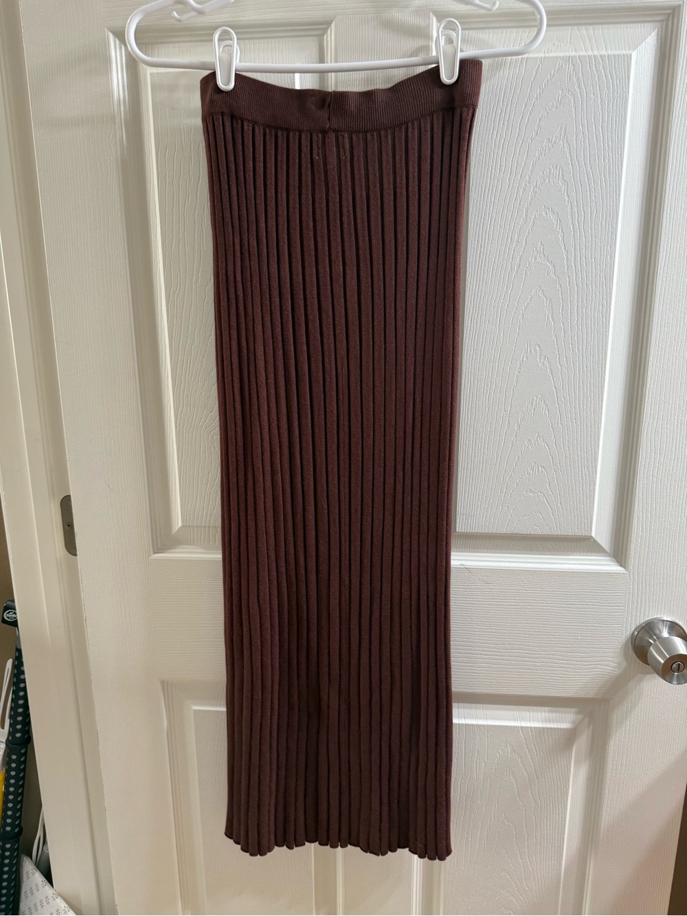 A New Day Ribbed Midi Skirt - Brown